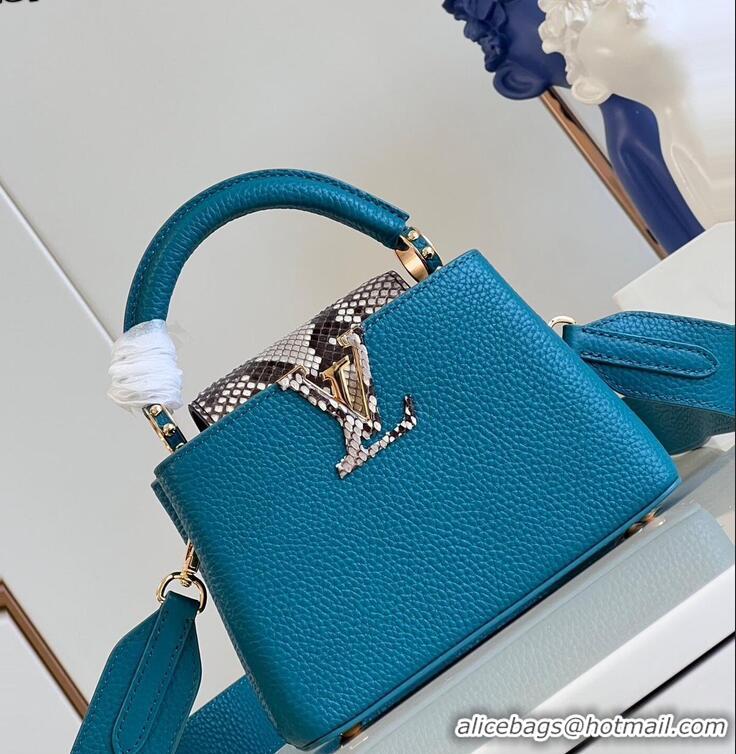 Top Grade Louis Vuitton Capucines BB Imported Cowhide Handbag M80741 Blue 2026