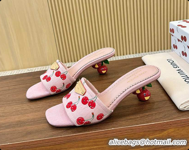 Unique Style Louis Vuitton LV x TM Lily Mule Monogram Cherry Washed Pink Denim 6070701