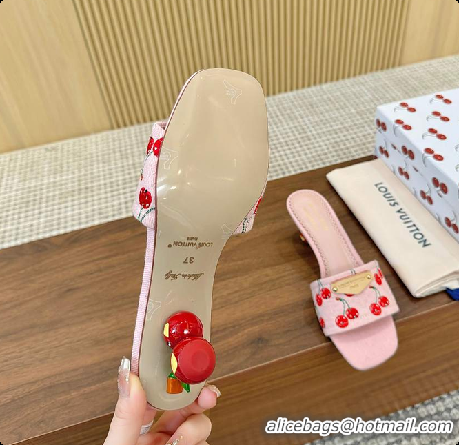 Unique Style Louis Vuitton LV x TM Lily Mule Monogram Cherry Washed Pink Denim 6070701