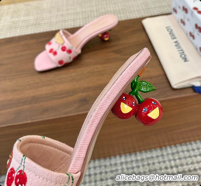 Unique Style Louis Vuitton LV x TM Lily Mule Monogram Cherry Washed Pink Denim 6070701