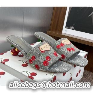 Good Product Louis Vuitton LV x TM Lily Mule Monogram Cherry Gray Denim 6070701