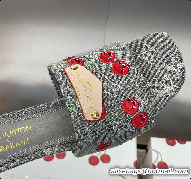 Good Product Louis Vuitton LV x TM Lily Mule Monogram Cherry Gray Denim 6070701