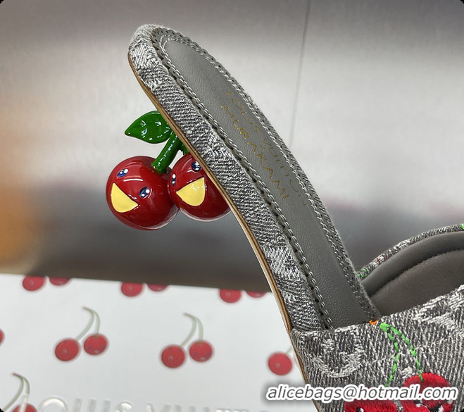 Good Product Louis Vuitton LV x TM Lily Mule Monogram Cherry Gray Denim 6070701