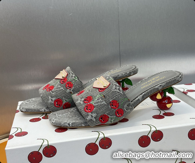Good Product Louis Vuitton LV x TM Lily Mule Monogram Cherry Gray Denim 6070701