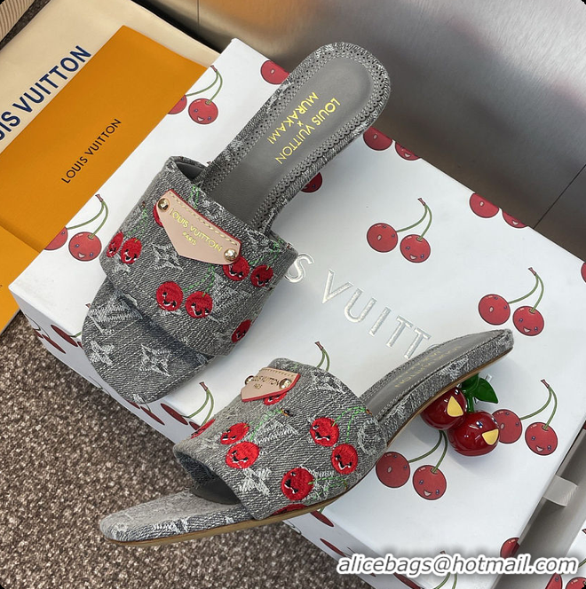 Good Product Louis Vuitton LV x TM Lily Mule Monogram Cherry Gray Denim 6070701