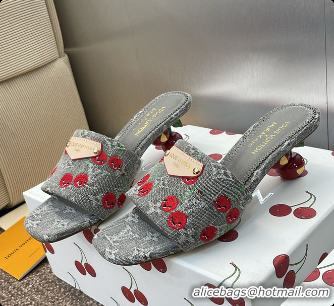 Good Product Louis Vuitton LV x TM Lily Mule Monogram Cherry Gray Denim 6070701