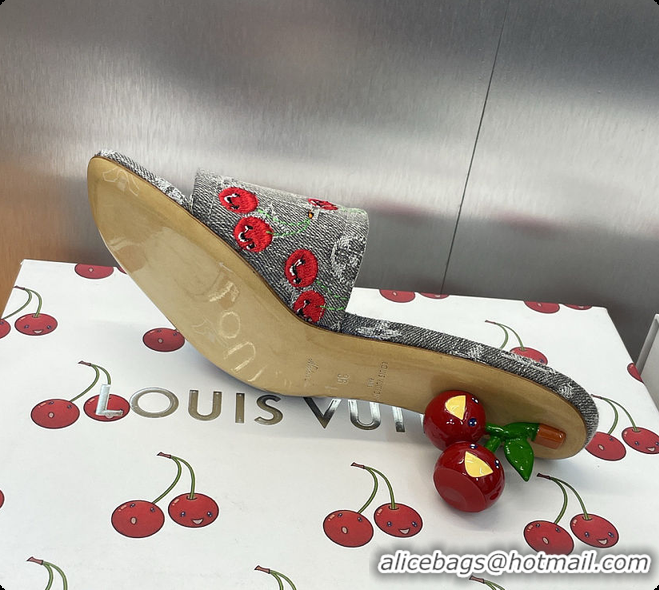 Good Product Louis Vuitton LV x TM Lily Mule Monogram Cherry Gray Denim 6070701