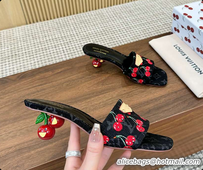 Top Design Louis Vuitton LV x TM Lily Mule Monogram Cherry Black Denim 6070701
