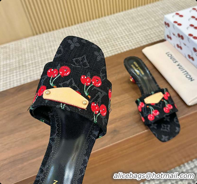 Top Design Louis Vuitton LV x TM Lily Mule Monogram Cherry Black Denim 6070701