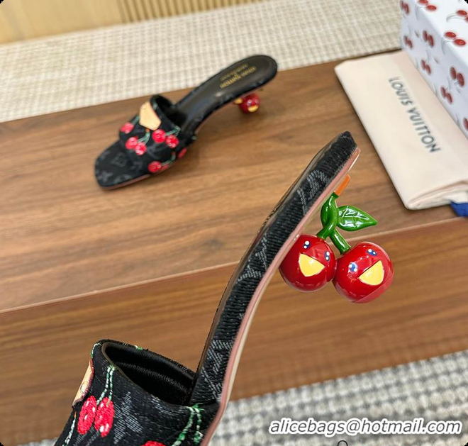 Top Design Louis Vuitton LV x TM Lily Mule Monogram Cherry Black Denim 6070701