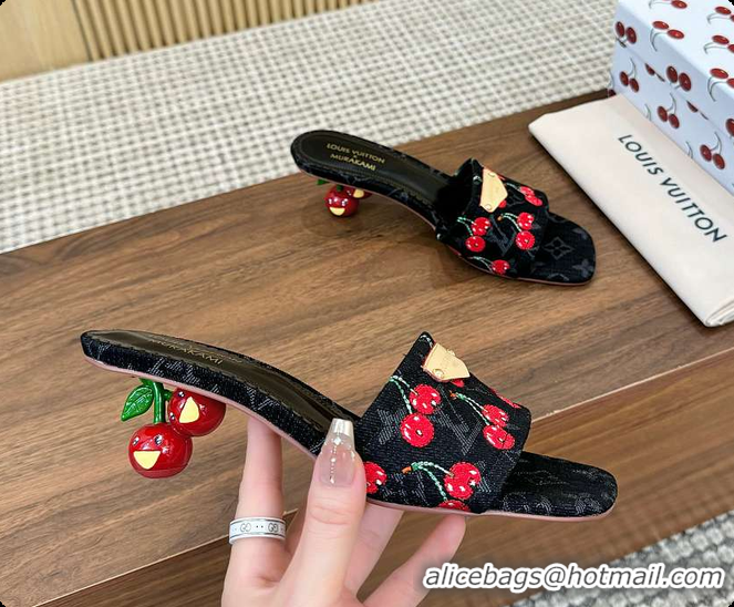 Top Design Louis Vuitton LV x TM Lily Mule Monogram Cherry Black Denim 6070701