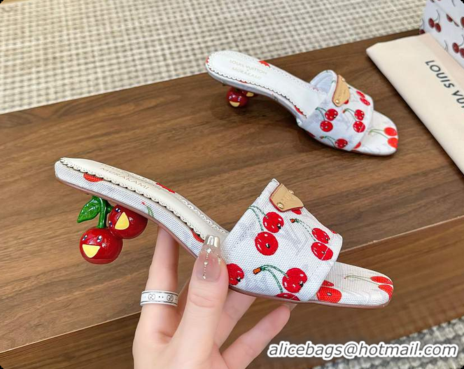 Low Cost LLouis Vuitton LV x TM Lily Mule Monogram Cherry White Denim 6070701
