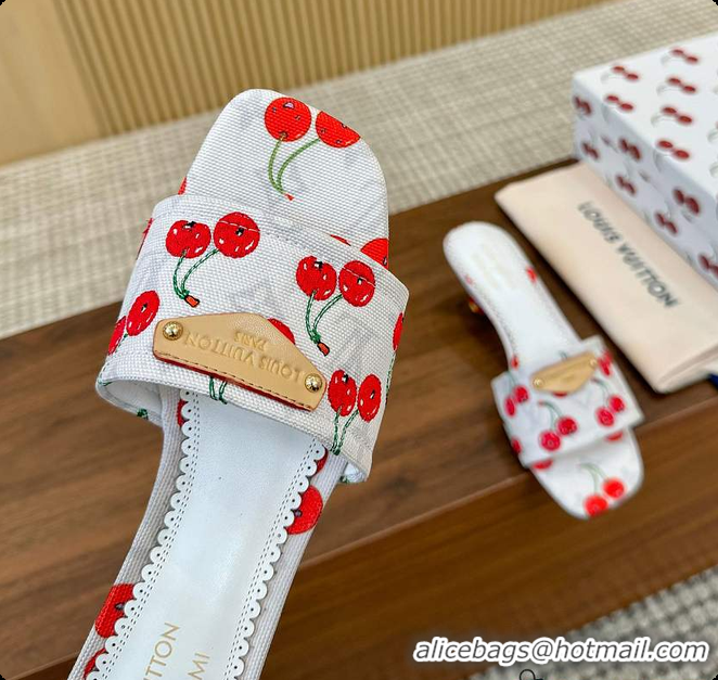 Low Cost LLouis Vuitton LV x TM Lily Mule Monogram Cherry White Denim 6070701