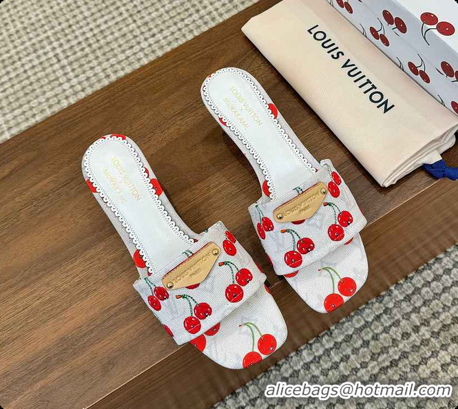 Low Cost LLouis Vuitton LV x TM Lily Mule Monogram Cherry White Denim 6070701