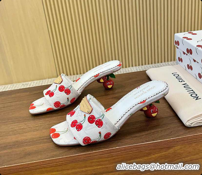 Low Cost LLouis Vuitton LV x TM Lily Mule Monogram Cherry White Denim 6070701