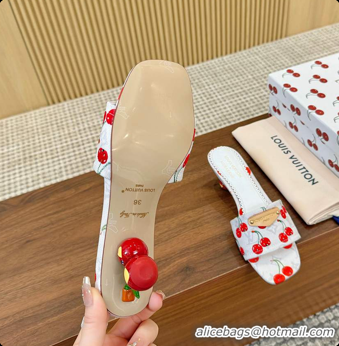 Low Cost LLouis Vuitton LV x TM Lily Mule Monogram Cherry White Denim 6070701