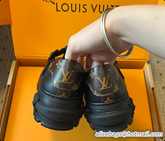 Pretty Style Louis Vuitton LV Squad Mary Jane Black Plain Calf Leather 6070703