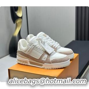 Classic Louis Vuitton LV Trainer sneaker in Monogram grained calf leather Beige 6070702