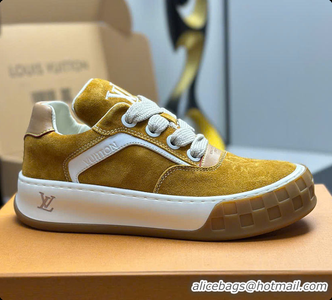Shop Duplicate Louis Vuitton LV Tilted Sneaker Cognac Brown Suede calf leather 6070704