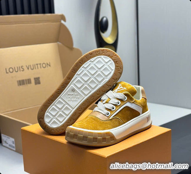Shop Duplicate Louis Vuitton LV Tilted Sneaker Cognac Brown Suede calf leather 6070704