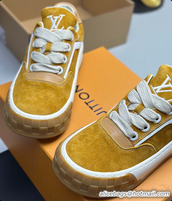 Shop Duplicate Louis Vuitton LV Tilted Sneaker Cognac Brown Suede calf leather 6070704