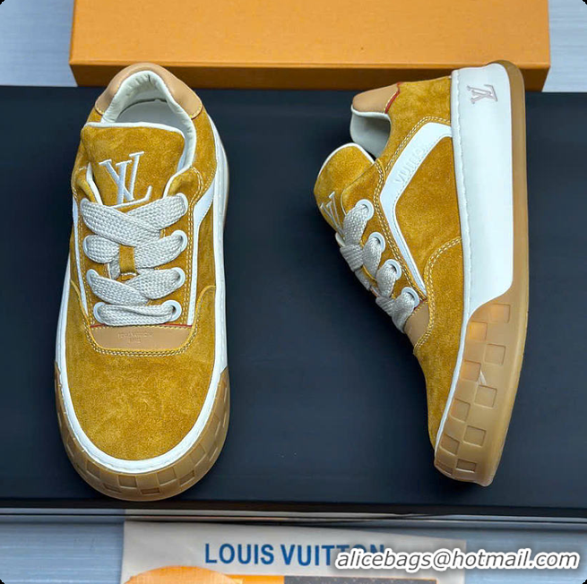 Shop Duplicate Louis Vuitton LV Tilted Sneaker Cognac Brown Suede calf leather 6070704