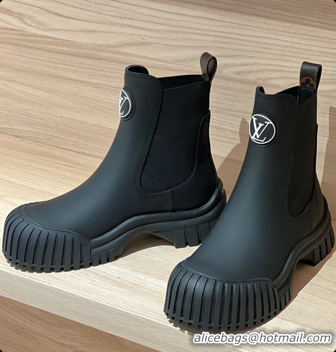 Popular Style Louis Vuitton LV Logo Boots Leather Full Black 6070705