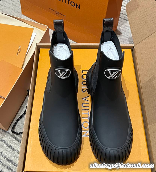 Popular Style Louis Vuitton LV Logo Boots Leather Full Black 6070705