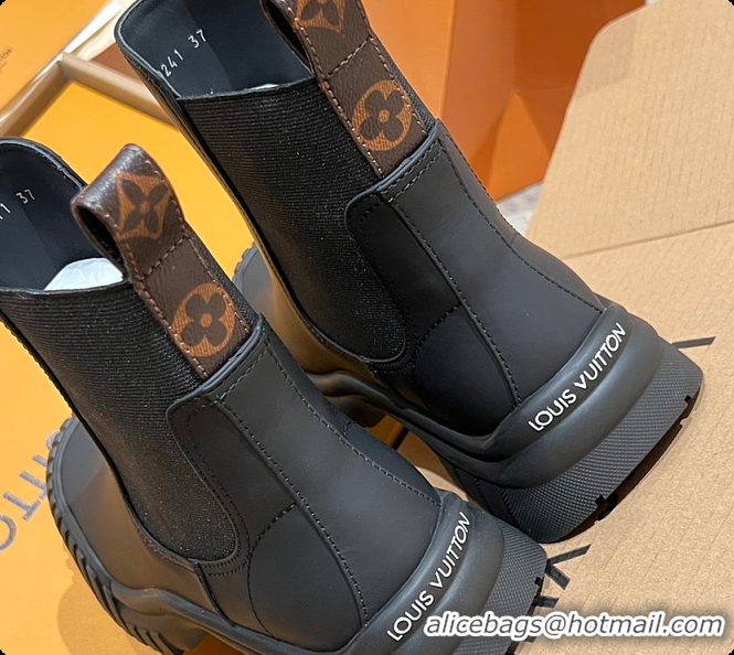 Popular Style Louis Vuitton LV Logo Boots Leather Full Black 6070705