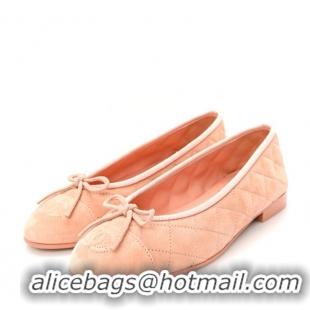 ​New Cheap Chanel Suede Calfskin Quilted Cap Toe CC Ballerina Flats CH2336 Pink 2026