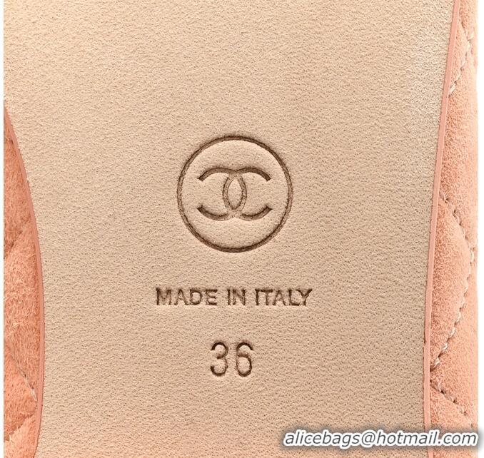 ​New Cheap Chanel Suede Calfskin Quilted Cap Toe CC Ballerina Flats CH2336 Pink 2026