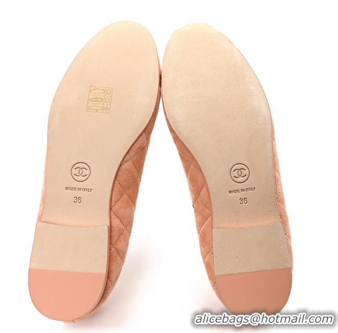 ​New Cheap Chanel Suede Calfskin Quilted Cap Toe CC Ballerina Flats CH2336 Pink 2026
