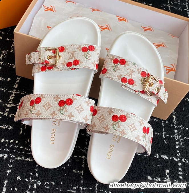 Shop Duplicate LV x TM Bom Dia Flat Comfort Mules White 6070804