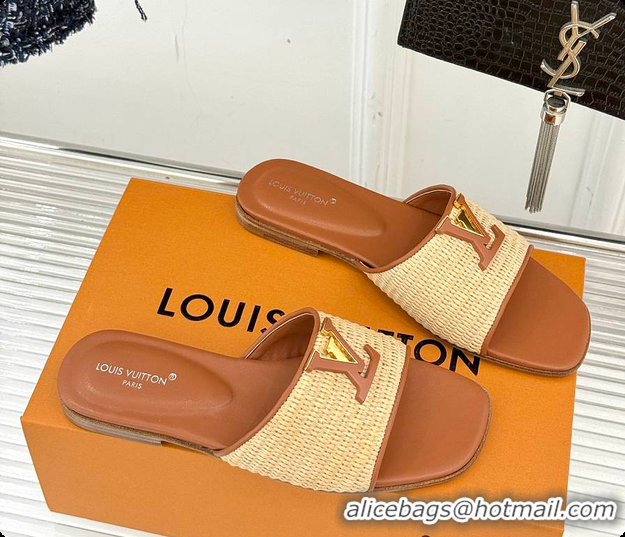 Good Looking Louis Vuitton LV Mare Flat Mule Sandals Caramel 6070807