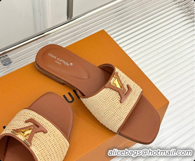 Good Looking Louis Vuitton LV Mare Flat Mule Sandals Caramel 6070807