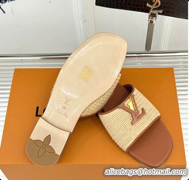 Good Looking Louis Vuitton LV Mare Flat Mule Sandals Caramel 6070807