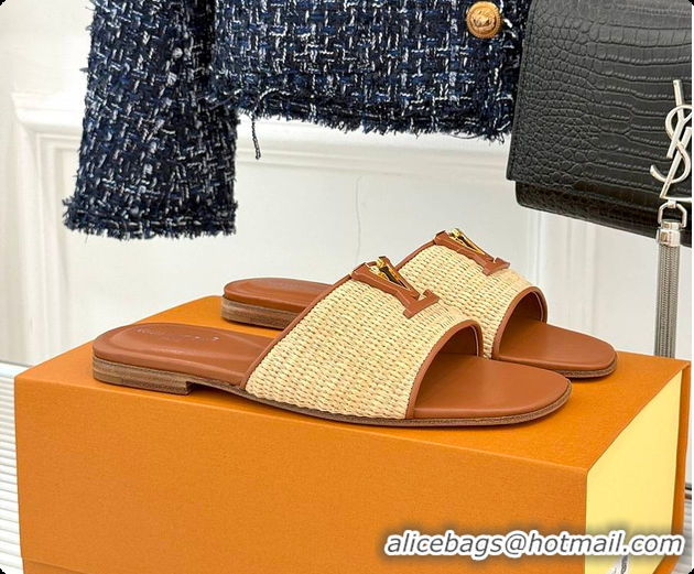 Good Looking Louis Vuitton LV Mare Flat Mule Sandals Caramel 6070807