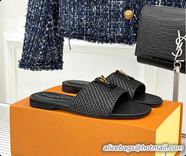 Good Product Louis Vuitton LV Mare Flat Mule Sandals Black 6070807