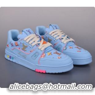 Cheap ouis Vuitton Men LV Trainer Sneaker Blue Mix of materials 6070904