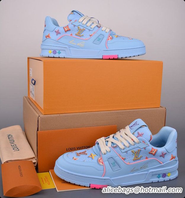 Cheap ouis Vuitton Men LV Trainer Sneaker Blue Mix of materials 6070904