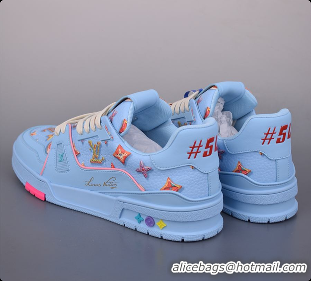 Cheap ouis Vuitton Men LV Trainer Sneaker Blue Mix of materials 6070904