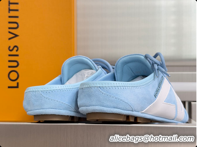 Popular Style Louis Vuitton LV Sneakerina Open Back Sky Blue Suede 6070905