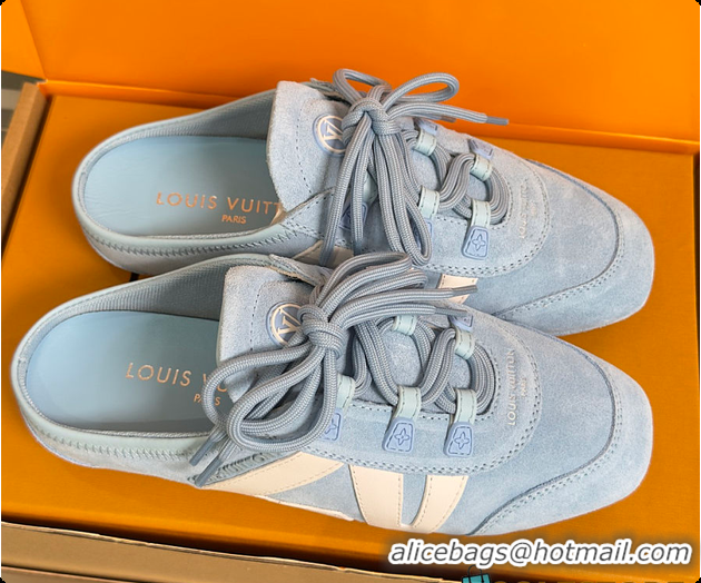 Popular Style Louis Vuitton LV Sneakerina Open Back Sky Blue Suede 6070905