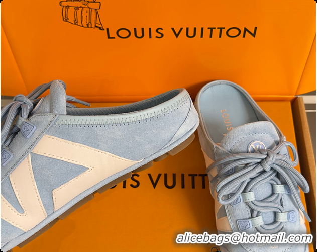 Popular Style Louis Vuitton LV Sneakerina Open Back Sky Blue Suede 6070905