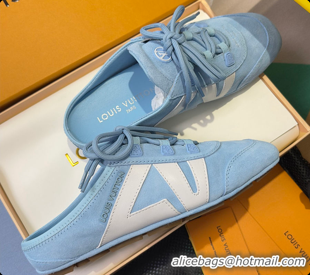 Popular Style Louis Vuitton LV Sneakerina Open Back Sky Blue Suede 6070905