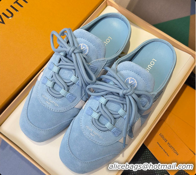Popular Style Louis Vuitton LV Sneakerina Open Back Sky Blue Suede 6070905