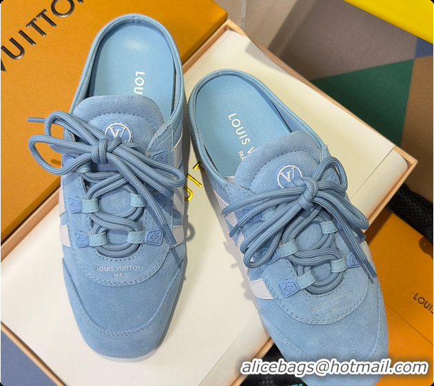 Popular Style Louis Vuitton LV Sneakerina Open Back Sky Blue Suede 6070905