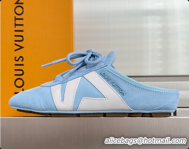 Popular Style Louis Vuitton LV Sneakerina Open Back Sky Blue Suede 6070905