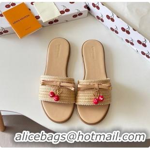 Good Looking Louis Vuitton LV x TM Chinelo Lily Beige Raffia 6070906