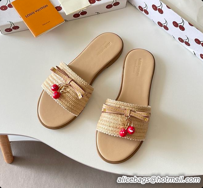 Good Looking Louis Vuitton LV x TM Chinelo Lily Beige Raffia 6070906